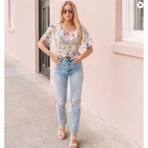 By‎ Together 100% Cotton Button Fly Distressed Jeans L